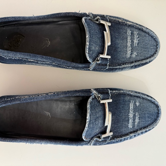 Tod's Blue Denim Loafers with Silver Accent - Picture 1 of 5